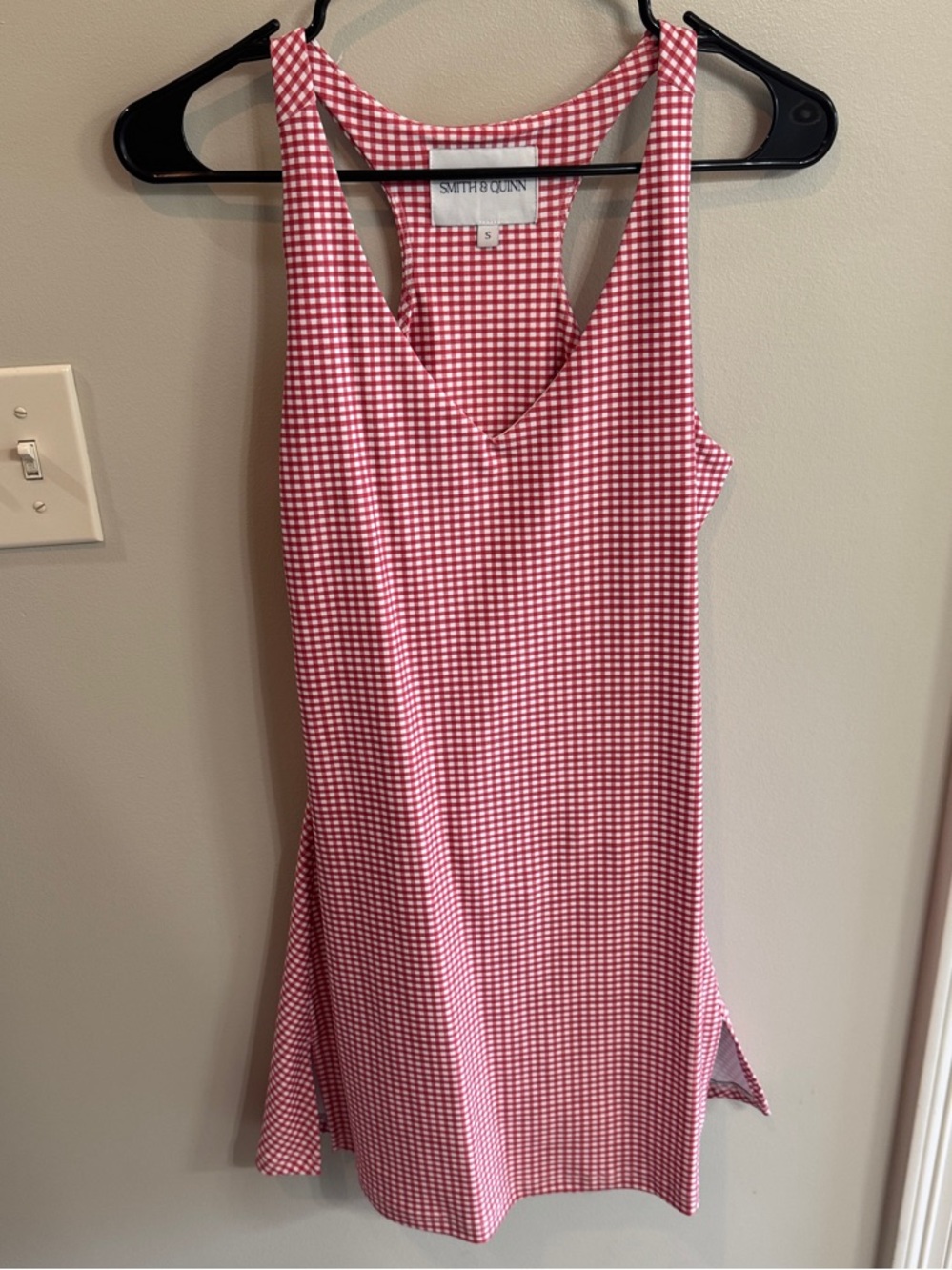 Smith & Quinn Red and White Gingham Racerback Tank Dress